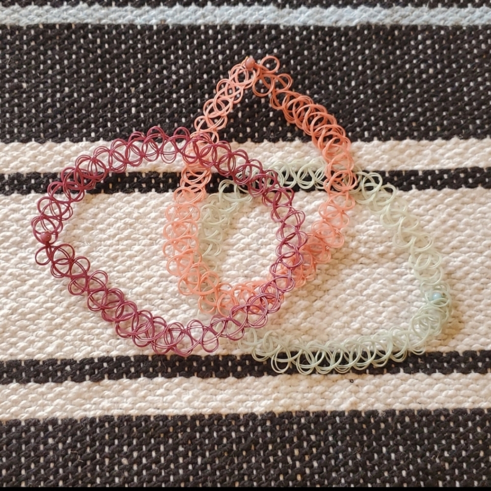 Set of 3 Tattoo Chokers pretty colors not found often